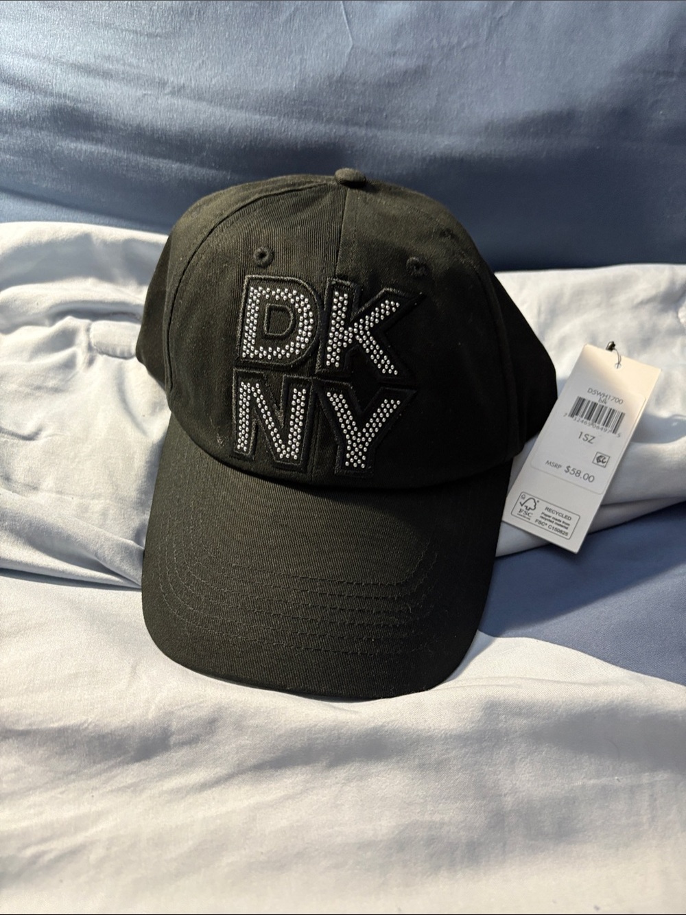 DKNY Black Baseball Cap with Studded Logo